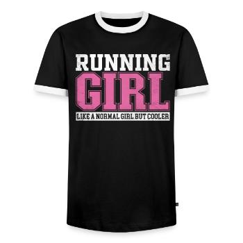 Womens Running Girl Like A Normal Girl But Cooler - Men's Ringer Shirt - black/white - Front - AI Model Female 172 light (172cm) & AI Model Male 178 light (178cm)