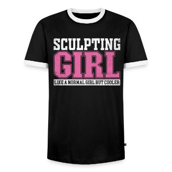 Womens Sculpting Girl Like A Normal Girl But - Männer Kontrast-T-Shirt - Schwarz/Weiß - Vorne - AI Model Female 172 light (172cm) & AI Model Male 178 light (178cm)