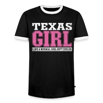 Femme Texas Fille Comme Une Fille Normale Mais Plus Cool - T-shirt contrasté Homme - noir/blanc - Devant - AI Model Female 172 light (172cm) & AI Model Male 178 light (178cm)