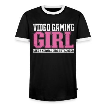 Womens Video Gaming Girl Like A Normal Girl But - Männer Kontrast-T-Shirt - Schwarz/Weiß - Vorne - AI Model Female 172 light (172cm) & AI Model Male 178 light (178cm)