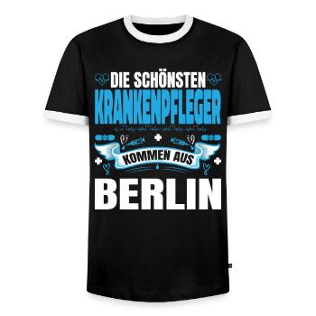 Die Schönsten Krankenpfleger Kommen Aus Berlin - Männer Kontrast-T-Shirt - Schwarz/Weiß - Vorne - AI Model Female 172 light (172cm) & AI Model Male 178 light (178cm)