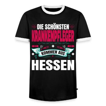 Die Schönsten Krankenpfleger Kommen Aus Hessen - Männer Kontrast-T-Shirt - Schwarz/Weiß - Vorne - AI Model Female 172 light (172cm) & AI Model Male 178 light (178cm)