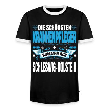 Die Schönsten Krankenpfleger Kommen Aus - Männer Kontrast-T-Shirt - Schwarz/Weiß - Vorne - AI Model Female 172 light (172cm) & AI Model Male 178 light (178cm)