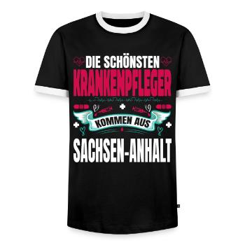 Die Schönsten Krankenpfleger Kommen Aus - Männer Kontrast-T-Shirt - Schwarz/Weiß - Vorne - AI Model Female 172 light (172cm) & AI Model Male 178 light (178cm)