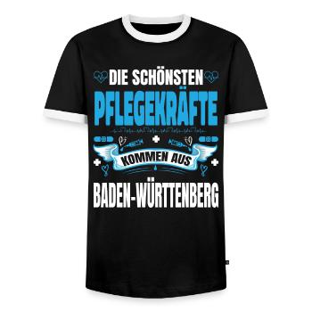Die Schönsten Pflegekräfte Kommen Aus - Männer Kontrast-T-Shirt - Schwarz/Weiß - Vorne - AI Model Female 172 light (172cm) & AI Model Male 178 light (178cm)