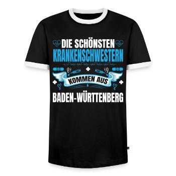 Die Schönsten Krankenschwestern Kommen Aus - Männer Kontrast-T-Shirt - Schwarz/Weiß - Vorne - AI Model Female 172 light (172cm) & AI Model Male 178 light (178cm)