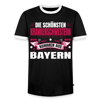 Die Schönsten Krankenschwestern Kommen Aus Bayern - Männer Kontrast-T-Shirt - Schwarz/Weiß - Vorne - AI Model Female 172 light (172cm) & AI Model Male 178 light (178cm)