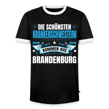 Die Schönsten Krankenschwestern Kommen Aus - Männer Kontrast-T-Shirt - Schwarz/Weiß - Vorne - AI Model Female 172 light (172cm) & AI Model Male 178 light (178cm)