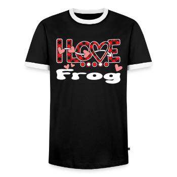 J'aime les filles grenouille grenouille - T-shirt contrasté Homme - noir/blanc - Devant - AI Model Female 172 light (172cm) & AI Model Male 178 light (178cm)