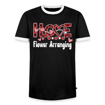 J'aime l'arrangement floral pour les filles - T-shirt contrasté Homme - noir/blanc - Devant - AI Model Female 172 light (172cm) & AI Model Male 178 light (178cm)