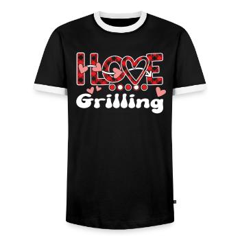 J'aime griller les filles griller - T-shirt contrasté Homme - noir/blanc - Devant - AI Model Female 172 light (172cm) & AI Model Male 178 light (178cm)