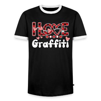 I Love Graffiti Girls Graffiti - Men's Ringer Shirt - black/white - Front - AI Model Female 172 light (172cm) & AI Model Male 178 light (178cm)