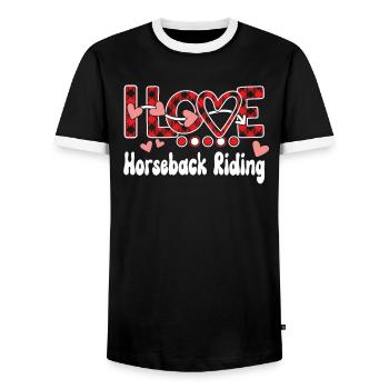 I Love Horseback Riding Girls Horseback Riding - Men's Ringer Shirt - black/white - Front - AI Model Female 172 light (172cm) & AI Model Male 178 light (178cm)