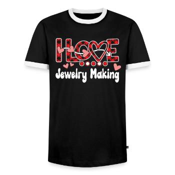 J'aime la fabrication de bijoux pour les filles - T-shirt contrasté Homme - noir/blanc - Devant - AI Model Female 172 light (172cm) & AI Model Male 178 light (178cm)