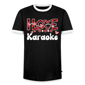 J'aime le karaoké pour les filles - T-shirt contrasté Homme - noir/blanc - Devant - AI Model Female 172 light (172cm) & AI Model Male 178 light (178cm)