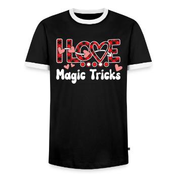 J'aime les tours de magie Tours de magie pour les filles - T-shirt contrasté Homme - noir/blanc - Devant - AI Model Female 172 light (172cm) & AI Model Male 178 light (178cm)