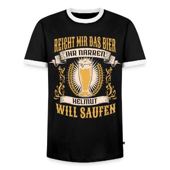 Reicht Mir Das Bier Helmut Saufen Namen - Männer Kontrast-T-Shirt - Schwarz/Weiß - Vorne - AI Model Female 172 light (172cm) & AI Model Male 178 light (178cm)