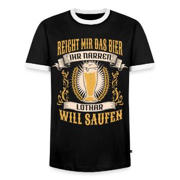 Reicht Mir Das Bier Lothar Saufen Namen - Männer Kontrast-T-Shirt - Schwarz/Weiß - Vorne - AI Model Female 172 light (172cm) & AI Model Male 178 light (178cm)