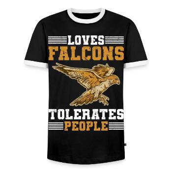 Fauconnerie - T-shirt contrasté Homme - noir/blanc - Devant - AI Model Female 172 light (172cm) & AI Model Male 178 light (178cm)