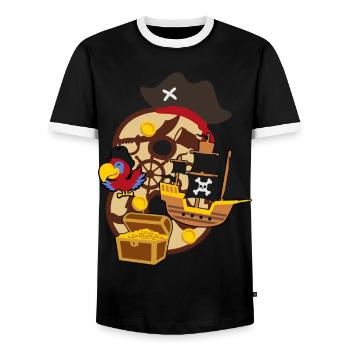 Fête pirate pour 8ème anniversaire numéro 8 - 8 ans - T-shirt contrasté Homme - noir/blanc - Devant - AI Model Female 172 light (172cm) & AI Model Male 178 light (178cm)