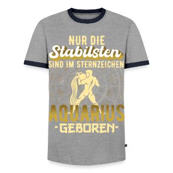 Sternzeichen Aquarius Wassermann Geschenkidee - Männer Kontrast-T-Shirt - Grau/Navy  - Vorne - AI Model Female 172 light (172cm) & AI Model Male 178 light (178cm)