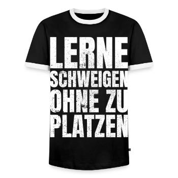 lerne schweigen ohne zu platzen Geschenk - Männer Kontrast-T-Shirt - Schwarz/Weiß - Vorne - AI Model Female 172 light (172cm) & AI Model Male 178 light (178cm)