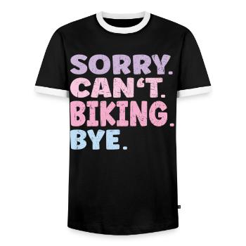 Désolé ne peut pas faire du vélo Bye Funny Biking - T-shirt contrasté Homme - noir/blanc - Devant - AI Model Female 172 light (172cm) & AI Model Male 178 light (178cm)