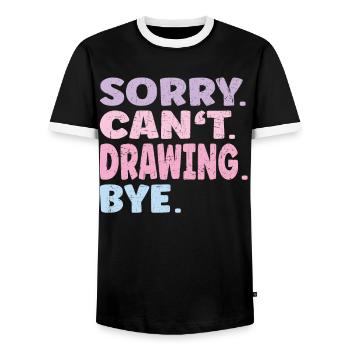 Sorry Can't Drawing Bye Funny Drawing - Men's Ringer Shirt - black/white - Front - AI Model Female 172 light (172cm) & AI Model Male 178 light (178cm)
