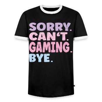 Sorry Can't Gaming Bye Funny Gaming - Männer Kontrast-T-Shirt - Schwarz/Weiß - Vorne - AI Model Female 172 light (172cm) & AI Model Male 178 light (178cm)