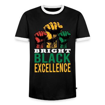 Bright Black Excellence Men Women Women Afro Black - Men's Ringer Shirt - black/white - Front - AI Model Female 172 light (172cm) & AI Model Male 178 light (178cm)