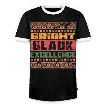 Bright Black Excellence Men Women Women Afro Black - Men's Ringer Shirt - black/white - Front - AI Model Female 172 light (172cm) & AI Model Male 178 light (178cm)