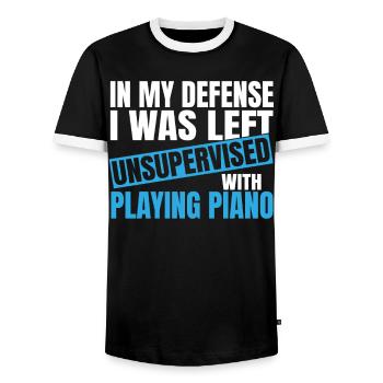 In My Defense I Was Left Unsupervised Playing - Männer Kontrast-T-Shirt - Schwarz/Weiß - Vorne - AI Model Female 172 light (172cm) & AI Model Male 178 light (178cm)