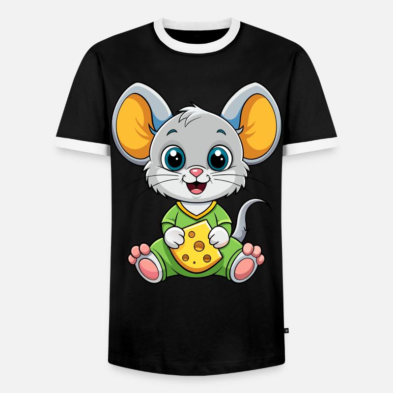 Cheese Loving Mouse - Men's Ringer Shirt - black/white