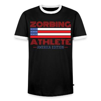Zorbing Athlete USA Edition - Men's Ringer Shirt - black/white - Front - AI Model Female 172 light (172cm) & AI Model Male 178 light (178cm)