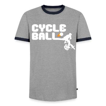 Cycle Ball Funny Cycle Ball - Men's Ringer Shirt - grey/navy  - Front - AI Model Female 172 light (172cm) & AI Model Male 178 light (178cm)