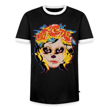 Le Jour des Morts - T-shirt contrasté Homme - noir/blanc - Devant - AI Model Female 172 light (172cm) & AI Model Male 178 light (178cm)