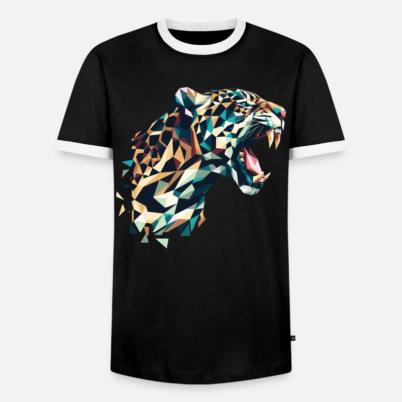 Leopard Polygon - Männer Kontrast-T-Shirt - Schwarz/Weiß