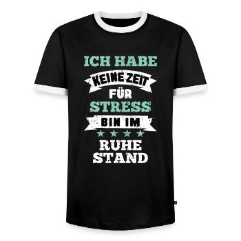 Funny retirement - Men's Ringer Shirt - black/white - Front - AI Model Female 172 light (172cm) & AI Model Male 178 light (178cm)