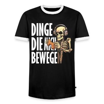 Lustige(r,s) Gaming WASD - Men's Ringer Shirt - black/white - Front - AI Model Female 172 light (172cm) & AI Model Male 178 light (178cm)