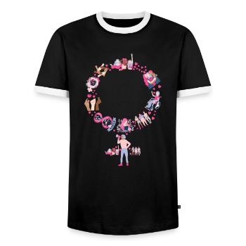 Alles Gute zum Frauentag Internationaler Frauentag - Männer Kontrast-T-Shirt - Schwarz/Weiß - Vorne - AI Model Female 172 light (172cm) & AI Model Male 178 light (178cm)
