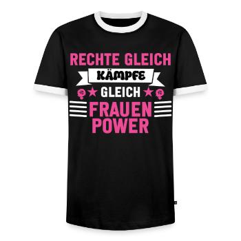 Frauen Power Frauentag - Männer Kontrast-T-Shirt - Schwarz/Weiß - Vorne - AI Model Female 172 light (172cm) & AI Model Male 178 light (178cm)