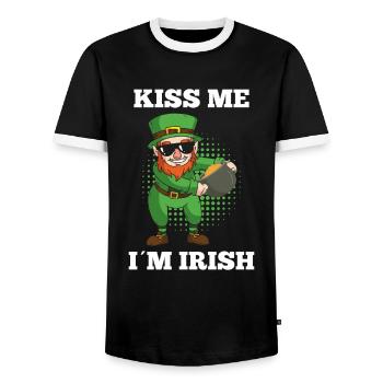 Embrasse-moi, je suis irlandais - T-shirt contrasté Homme - noir/blanc - Devant - AI Model Female 172 light (172cm) & AI Model Male 178 light (178cm)