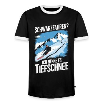 Schwarzfahren Ski Lustiges - Männer Kontrast-T-Shirt - Schwarz/Weiß - Vorne - AI Model Female 172 light (172cm) & AI Model Male 178 light (178cm)
