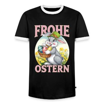Frohe Ostern 2025 Lustiges Oster - Männer Kontrast-T-Shirt - Schwarz/Weiß - Vorne - AI Model Female 172 light (172cm) & AI Model Male 178 light (178cm)