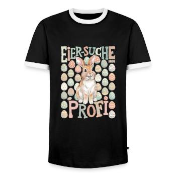 Eiersuche Profi Lustiges Oster - Männer Kontrast-T-Shirt - Schwarz/Weiß - Vorne - AI Model Female 172 light (172cm) & AI Model Male 178 light (178cm)