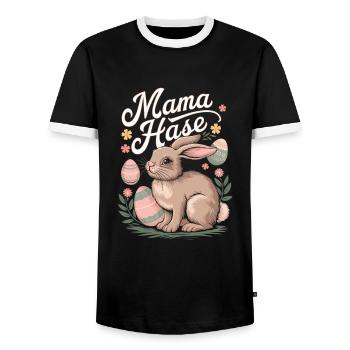 Mama Hase Lustiges Ostern - Männer Kontrast-T-Shirt - Schwarz/Weiß - Vorne - AI Model Female 172 light (172cm) & AI Model Male 178 light (178cm)