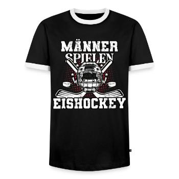 Männer Eishockey - Männer Kontrast-T-Shirt - Schwarz/Weiß - Vorne - AI Model Female 172 light (172cm) & AI Model Male 178 light (178cm)