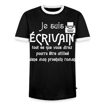 Je suis écrivain - T-shirt contrasté Homme - noir/blanc - Devant - AI Model Female 172 light (172cm) & AI Model Male 178 light (178cm)