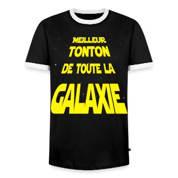 Meilleur Tonton de la galaxie - T-shirt contrasté Homme - noir/blanc - Devant - AI Model Female 172 light (172cm) & AI Model Male 178 light (178cm)