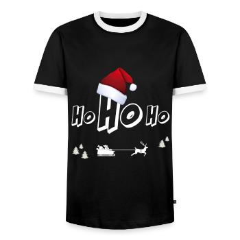 Noël Noël moche Ho ho chapeau rouge - T-shirt contrasté Homme - noir/blanc - Devant - AI Model Female 172 light (172cm) & AI Model Male 178 light (178cm)
